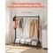 Rolling Clothes Rack 1 Hanging Rod 3 Shelves Side Hooks 360° Swivel Wheels